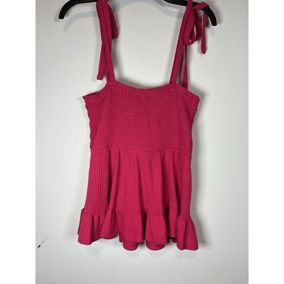 NWT! Paper Crane Spaghetti Strap Smocked Bust Tiered pink med boho - Picture 7 of 9